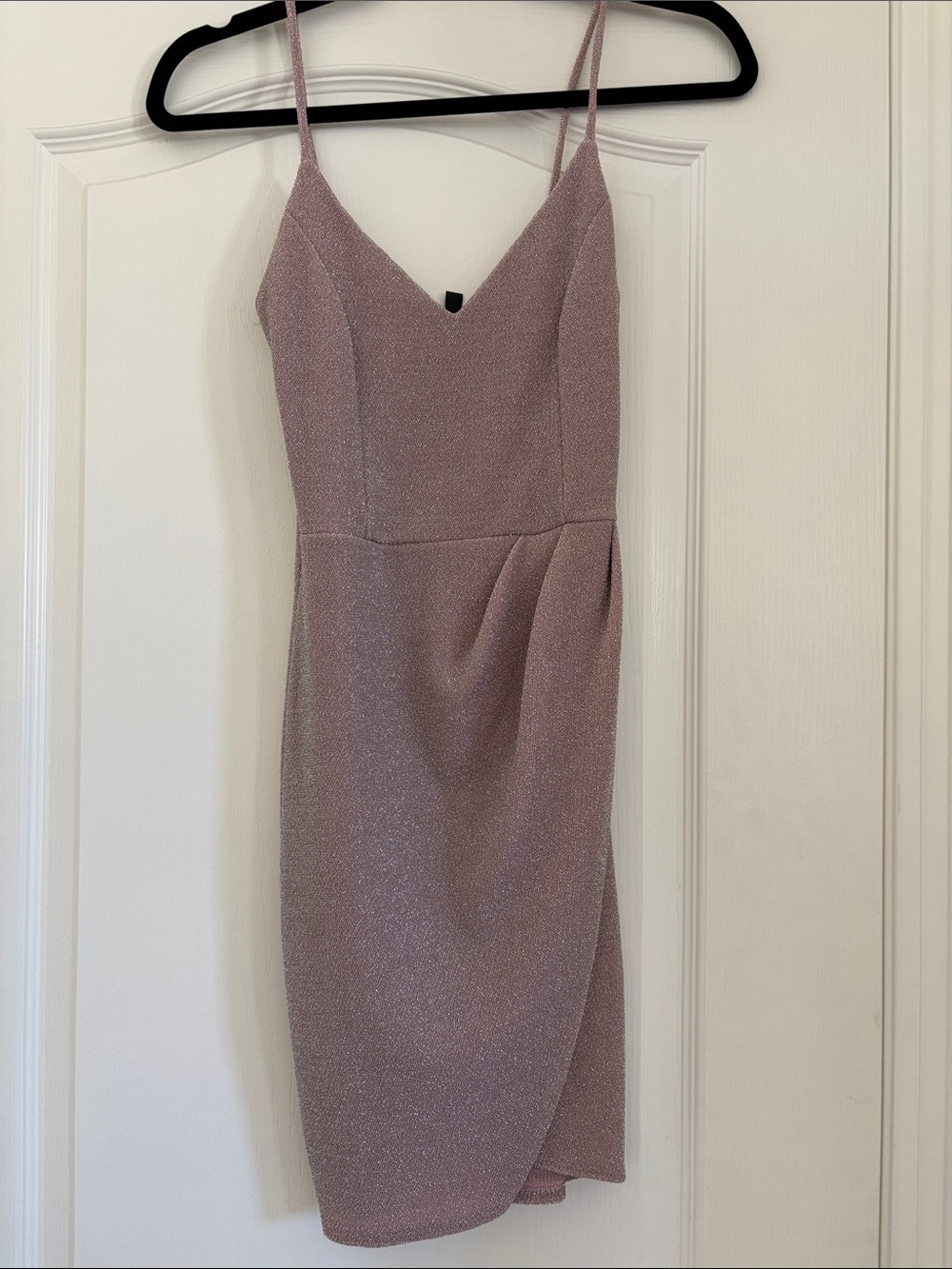 Lulu's Shimmery Dusty Rose Spaghetti-Strap Midi Dress